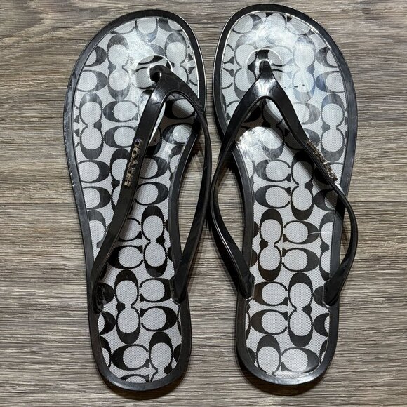 Coach Shoes - Coach Lyra Jelly Signature Thong FlipFlop Sandals Size 7 Preppy Y2K Logo Black